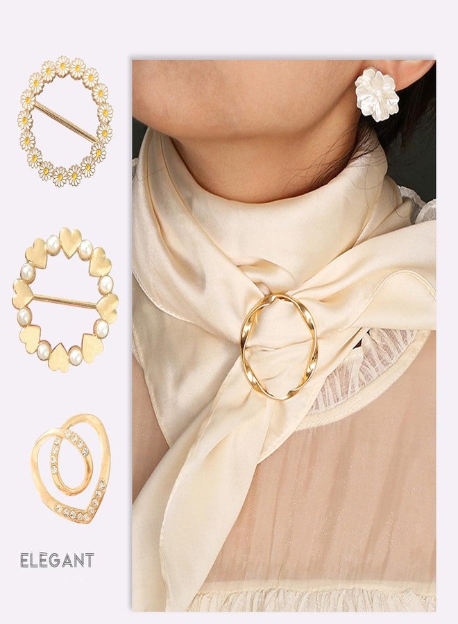 LAIFOOSHEN Scarf Ring T-Shirt Ties for Women Clothing, Gold Metal Round Circle Shirt Clip Decorative Buckles for Clothes. - Image 4